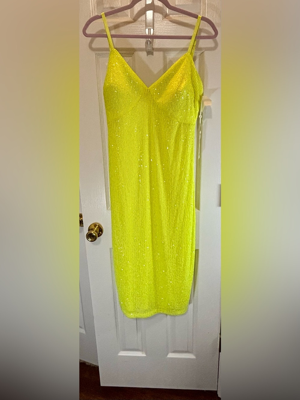 Siena Sequin Mesh Sheath A-Line Dress Citrus Size 10 - Picture 2 of 8